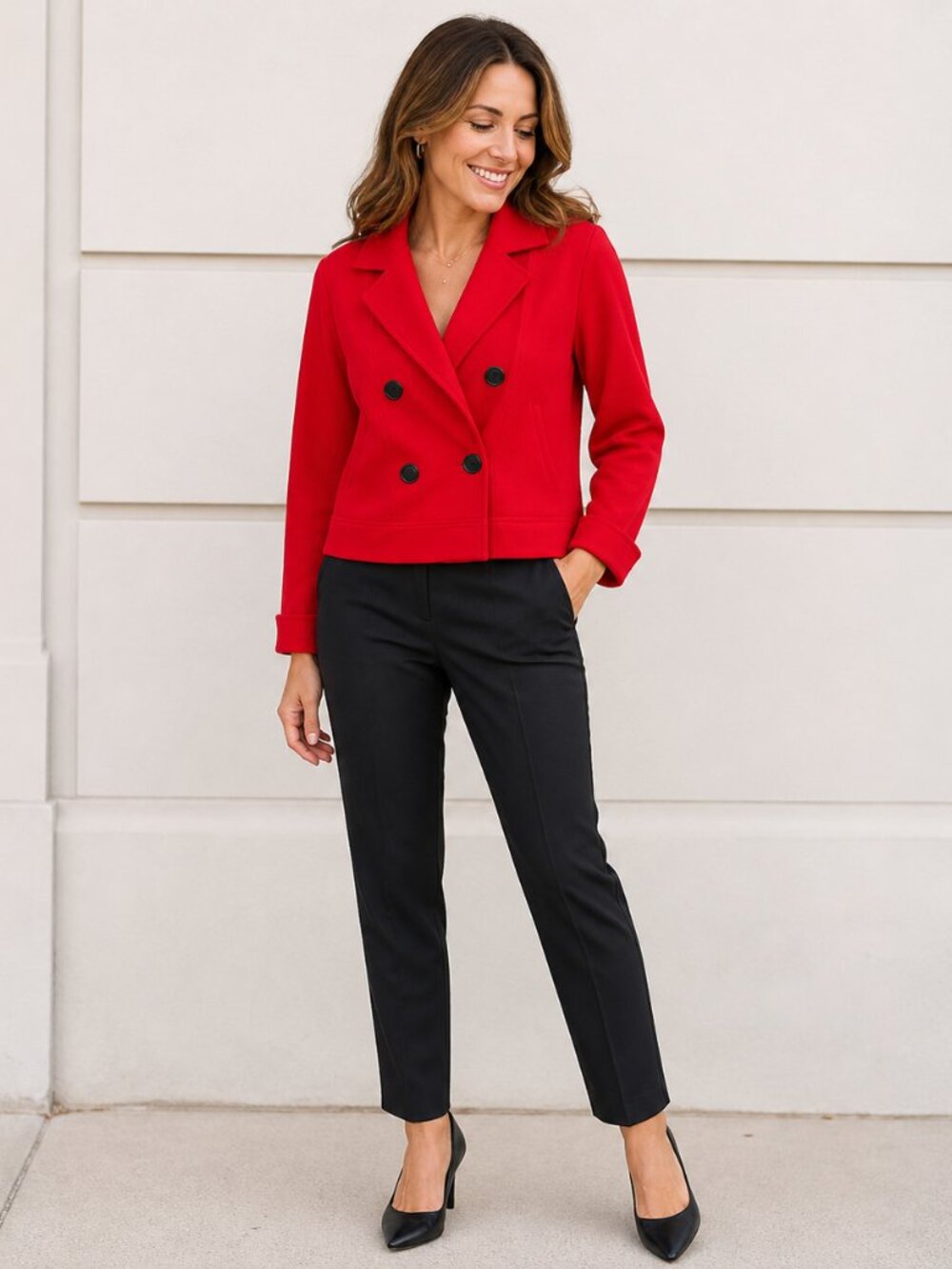 Banana Republic - Women's Red Structured Double-Breasted Blazer - Sz M